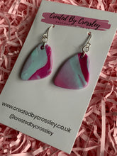 Load image into Gallery viewer, Pink Blue Clay Earrings and Necklace