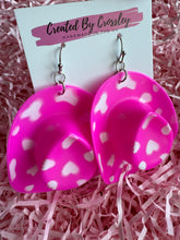 Load image into Gallery viewer, Pink Patterned Cowboy Hat Charm Earrings