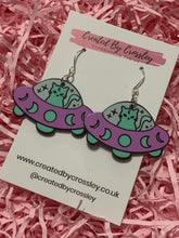 Load image into Gallery viewer, Alien Space Cat Charm Earrings