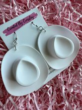 Load image into Gallery viewer, White Cowboy Hat Charm Earrings