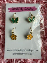 Load image into Gallery viewer, Butterfly Flower Earring Duo