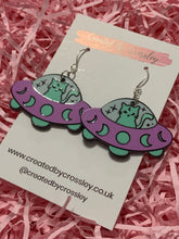 Load image into Gallery viewer, Alien Space Cat Charm Earrings