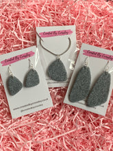 Load image into Gallery viewer, Sparkle Granite Grey Clay Earrings and Necklace