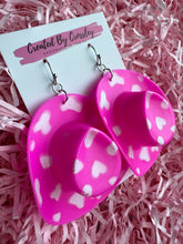 Load image into Gallery viewer, Pink Patterned Cowboy Hat Charm Earrings
