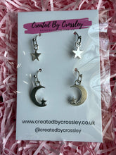 Load image into Gallery viewer, Star Moon Earring Duo
