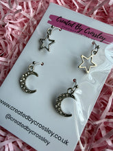 Load image into Gallery viewer, Star Gem Moon Earring Duo