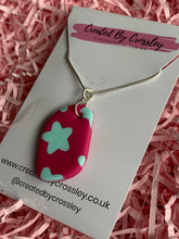 Load image into Gallery viewer, Pink Blue Star Clay Earrings and Necklace