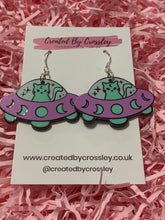 Load image into Gallery viewer, Alien Space Cat Charm Earrings