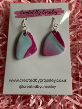 Load image into Gallery viewer, Pink Blue Clay Earrings and Necklace