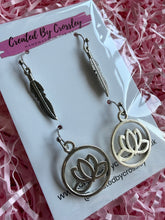 Load image into Gallery viewer, Feather Lotus Earring Duo