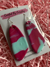 Load image into Gallery viewer, Pink Blue Clay Earrings and Necklace