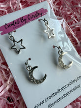 Load image into Gallery viewer, Star Gem Moon Earring Duo