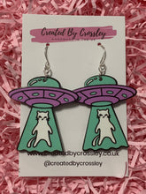 Load image into Gallery viewer, Alien Space Cat Charm Earrings