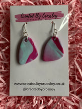 Load image into Gallery viewer, Pink Blue Clay Earrings and Necklace