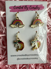 Load image into Gallery viewer, Rainbow Unicorn Earring Duo