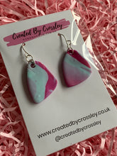 Load image into Gallery viewer, Pink Blue Clay Earrings and Necklace
