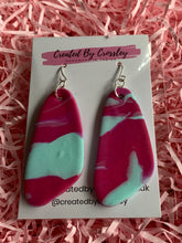 Load image into Gallery viewer, Pink Blue Clay Earrings and Necklace