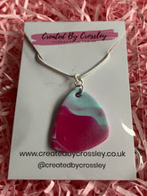 Load image into Gallery viewer, Pink Blue Clay Earrings and Necklace