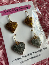 Load image into Gallery viewer, Glitter Hearts Earring Duo