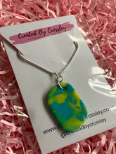 Load image into Gallery viewer, Blue Yellow Clay Earrings and Necklace