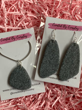 Load image into Gallery viewer, Sparkle Granite Grey Clay Earrings and Necklace