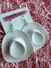 Load image into Gallery viewer, White Cowboy Hat Charm Earrings