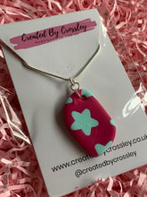 Load image into Gallery viewer, Pink Blue Star Clay Earrings and Necklace