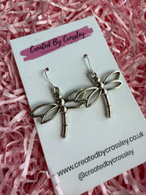 Load image into Gallery viewer, Large Dragonfly Charm Earrings