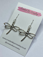 Load image into Gallery viewer, Large Dragonfly Charm Earrings