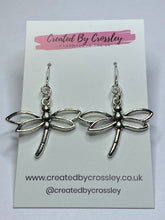 Load image into Gallery viewer, Large Dragonfly Charm Earrings