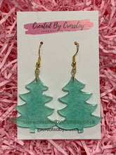 Load image into Gallery viewer, Green Christmas Tree Resin Earrings
