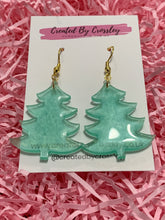 Load image into Gallery viewer, Green Christmas Tree Resin Earrings