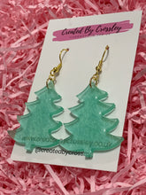 Load image into Gallery viewer, Green Christmas Tree Resin Earrings