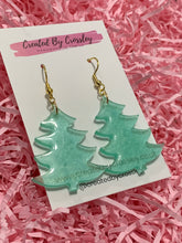 Load image into Gallery viewer, Green Christmas Tree Resin Earrings