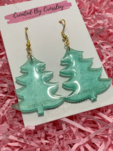 Load image into Gallery viewer, Green Christmas Tree Resin Earrings