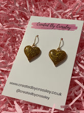 Load image into Gallery viewer, Glitter Heart Charm Earrings