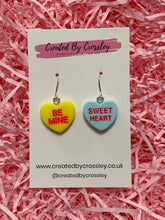 Load image into Gallery viewer, Sweetheart Quote Heart Charm Earrings
