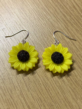 Load image into Gallery viewer, Yellow Sunflower Charm Earrings