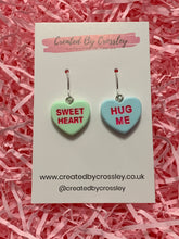 Load image into Gallery viewer, Sweetheart Quote Heart Charm Earrings