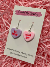 Load image into Gallery viewer, Sweetheart Quote Heart Charm Earrings