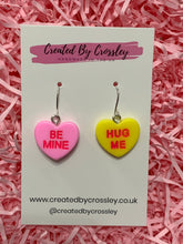 Load image into Gallery viewer, Sweetheart Quote Heart Charm Earrings