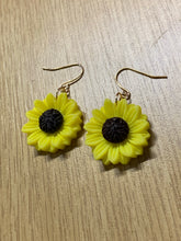 Load image into Gallery viewer, Yellow Sunflower Charm Earrings