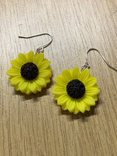 Load image into Gallery viewer, Yellow Sunflower Charm Earrings