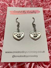 Load image into Gallery viewer, Best Friend Paw Heart Charm Earrings