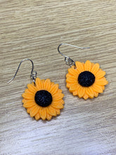 Load image into Gallery viewer, Yellow Sunflower Charm Earrings
