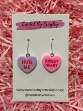 Load image into Gallery viewer, Sweetheart Quote Heart Charm Earrings
