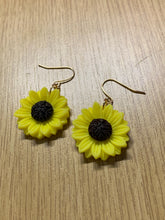 Load image into Gallery viewer, Yellow Sunflower Charm Earrings