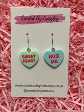 Load image into Gallery viewer, Sweetheart Quote Heart Charm Earrings