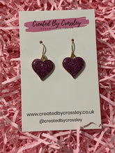 Load image into Gallery viewer, Glitter Heart Charm Earrings