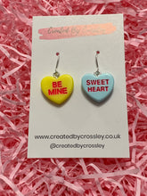 Load image into Gallery viewer, Sweetheart Quote Heart Charm Earrings